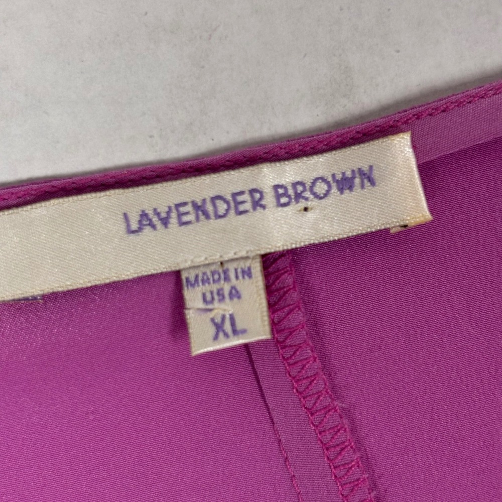 Lavender Brown Lilac 100% Silk Sleeveless Top XL V-Neck Blouse Slimming USA EUC - Picture 3 of 7